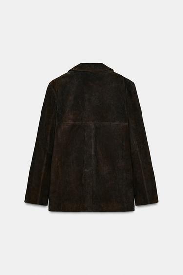 100% SUEDE LEATHER BLAZER WITH POCKETS - Rust by Zara - Image 5