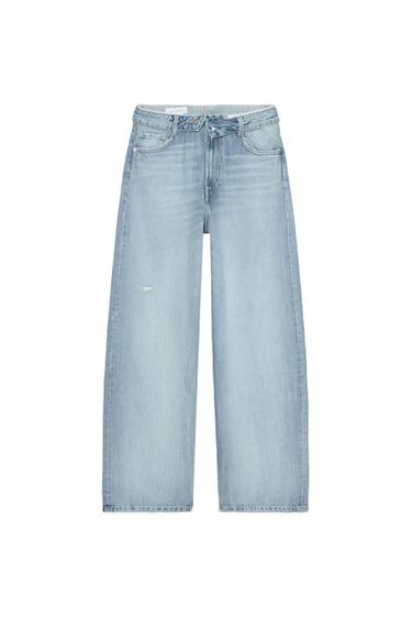 JEANS TRF CINTURA VUELTA TIRO BAJO - Azul claro de Zara