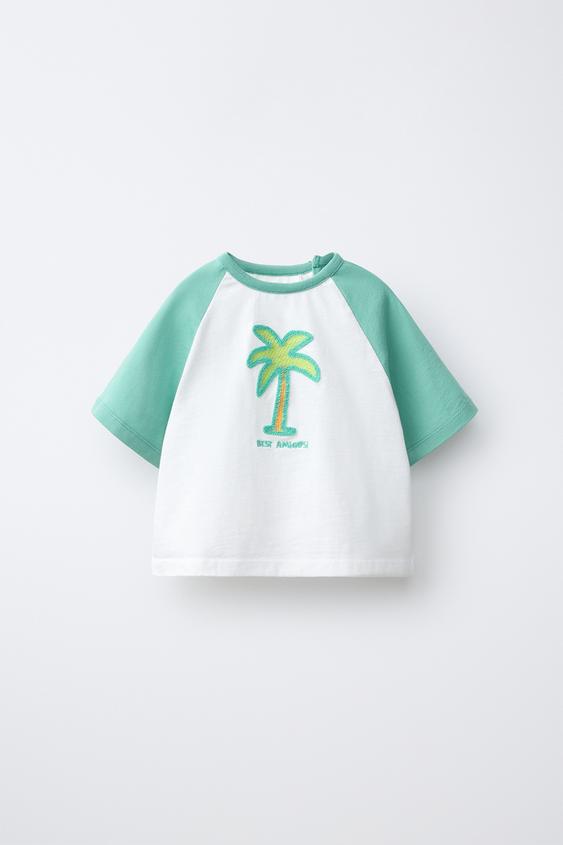 PALM TREE RAGLAN SLEEVE T-SHIRT - White by Zara - Image 0