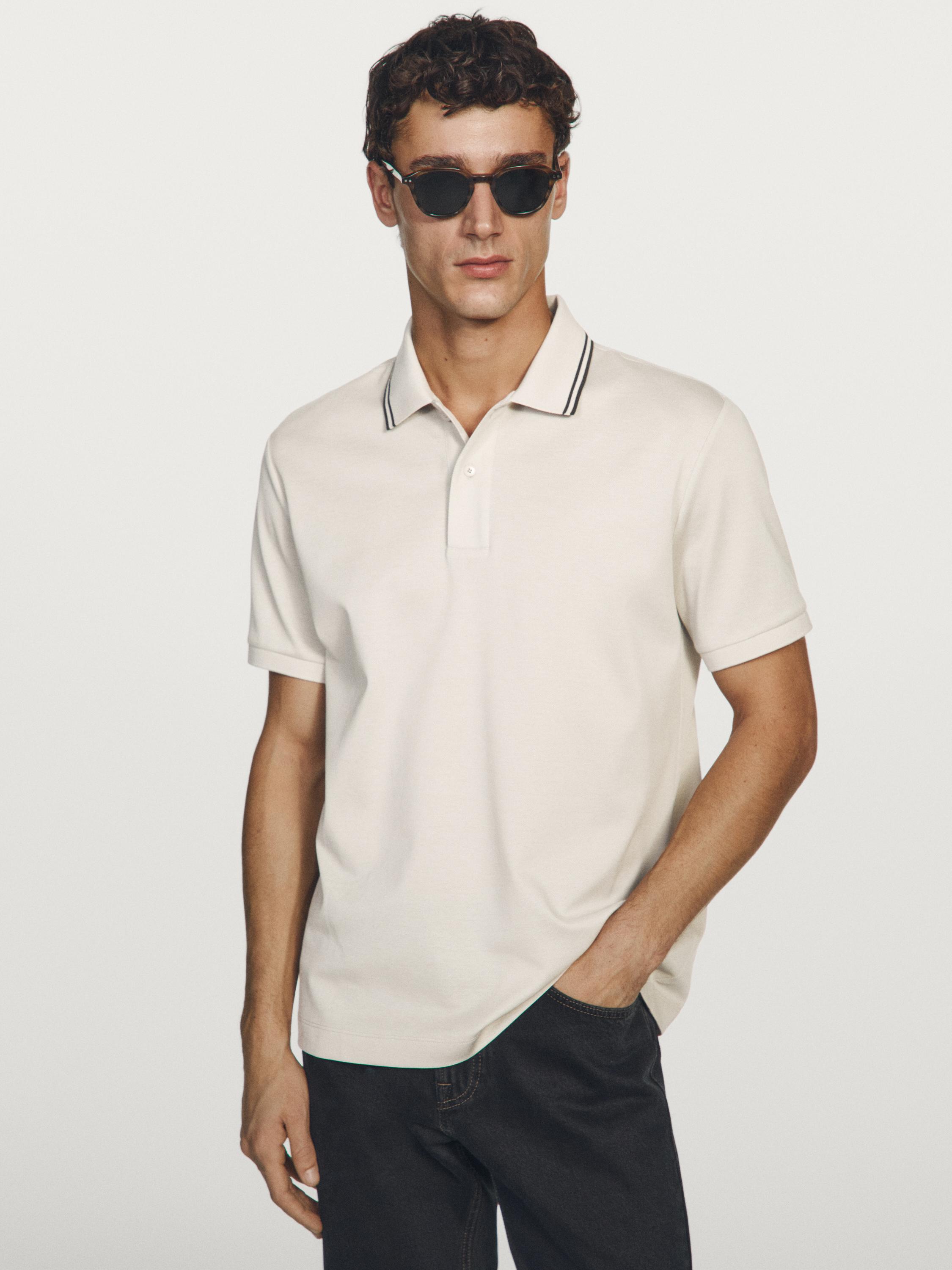 Short sleeve polo shirt with contrast detail