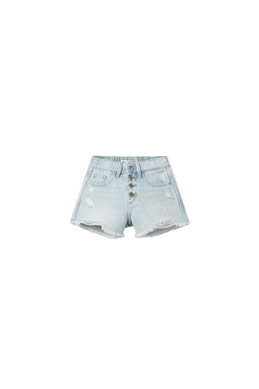 FRAYED DENIM BERMUDA SHORTS