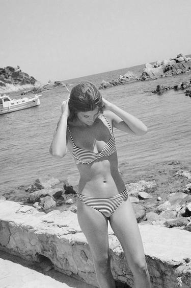 STRIPED UNDERWIRED BIKINI TOP - Ecru / Black by Zara - Image 5