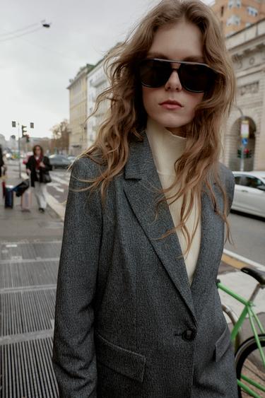 VESTE DROITE À ÉPAULETTES - Gris chiné de Zara - Image 4