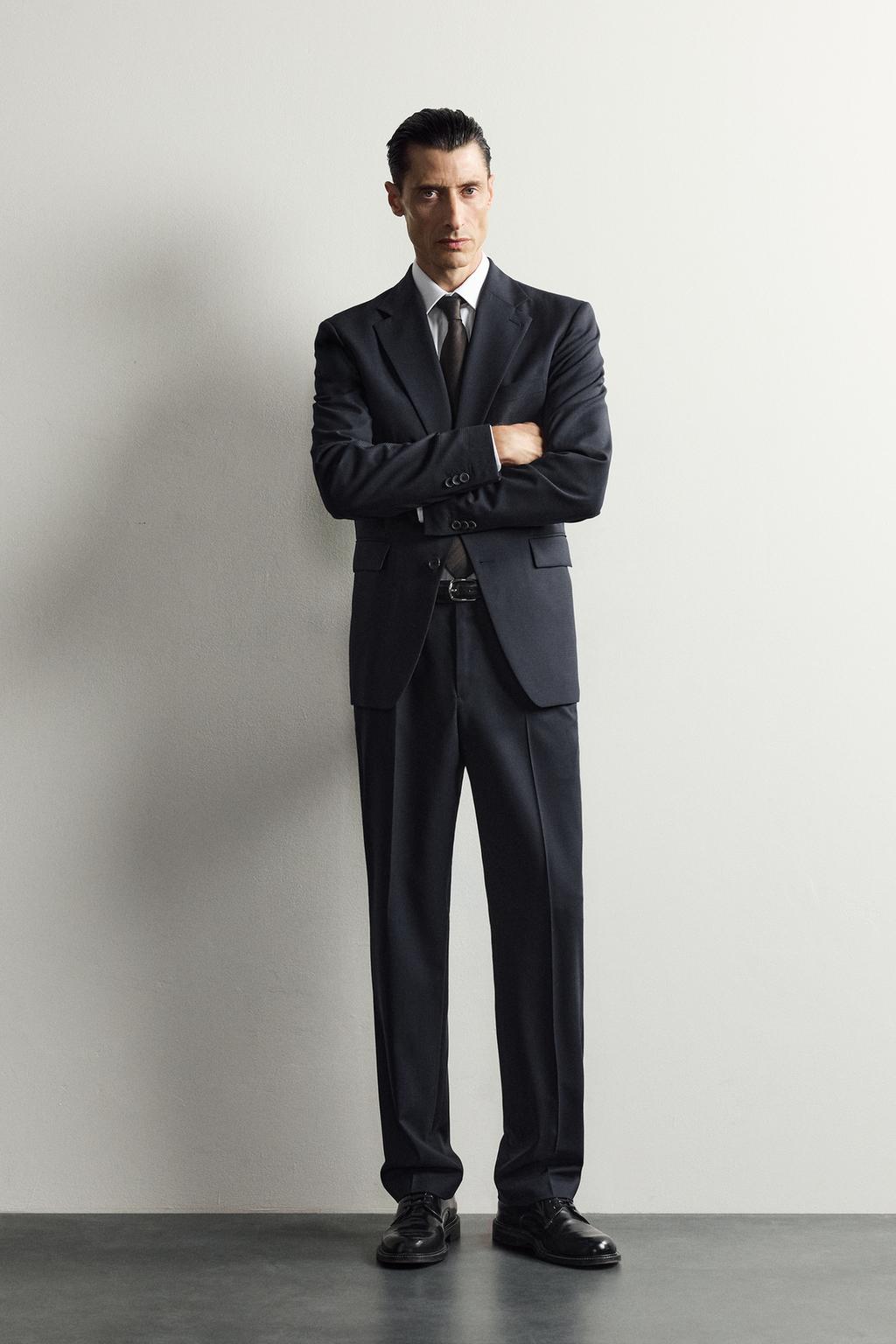 100% WOOL CHECK SUIT BLAZER
