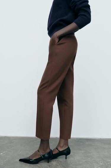 PANTALON TAILLE HAUTE - Marron de Zara - Image 2