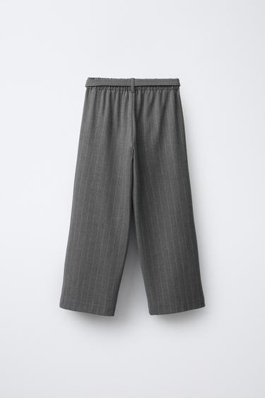 PANTALON CEINTURE RAYURE BANQUIER - Gris anthracite de Zara - Image 1