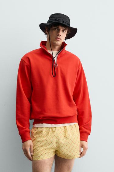MOLETOM GOLA ZÍPER GABRIEL AZEVEDO X ZARA - Coral-vermelho da Zara