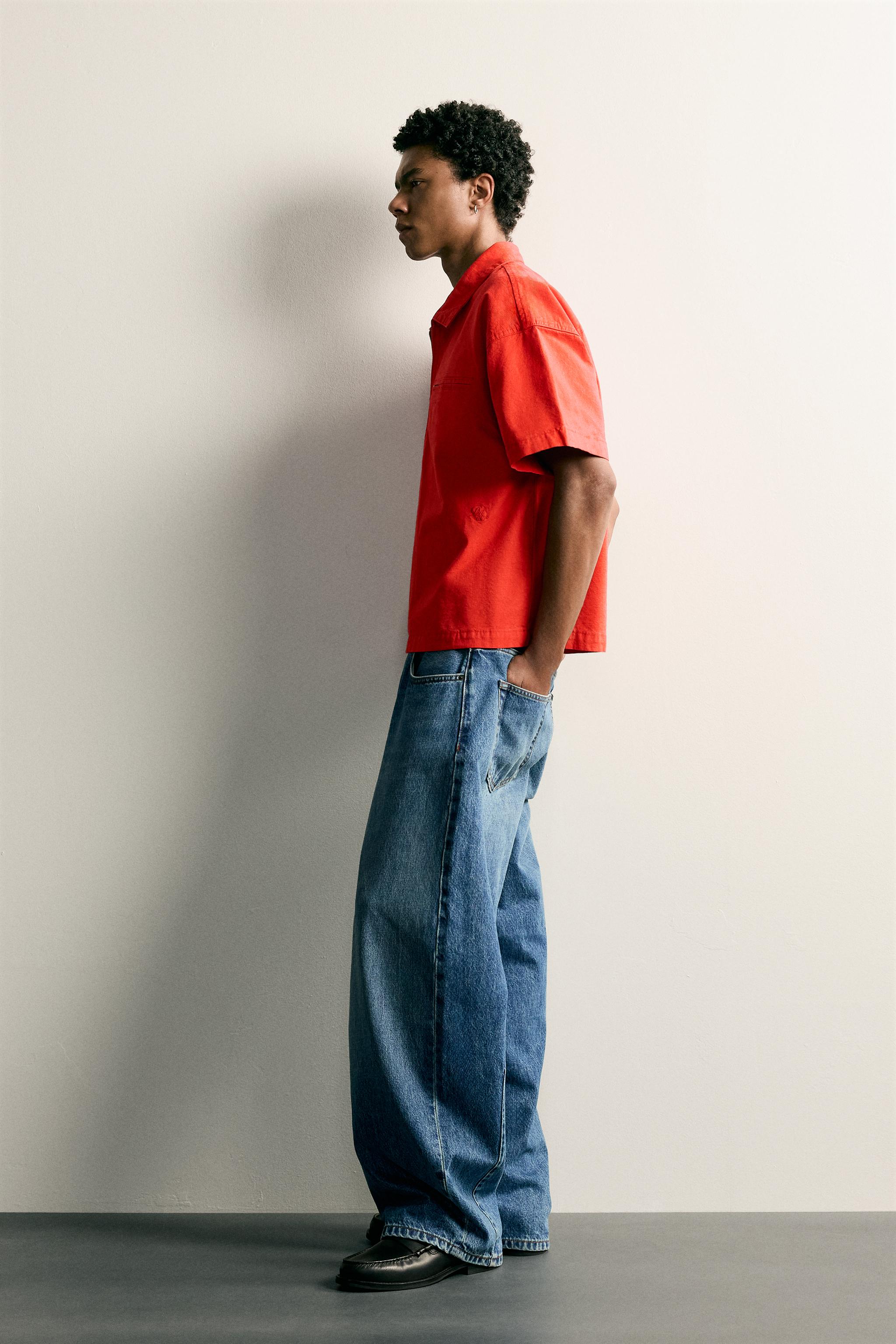 Мужские рубашки Zara ZIP-UP BOXY FIT POLO — фото 4