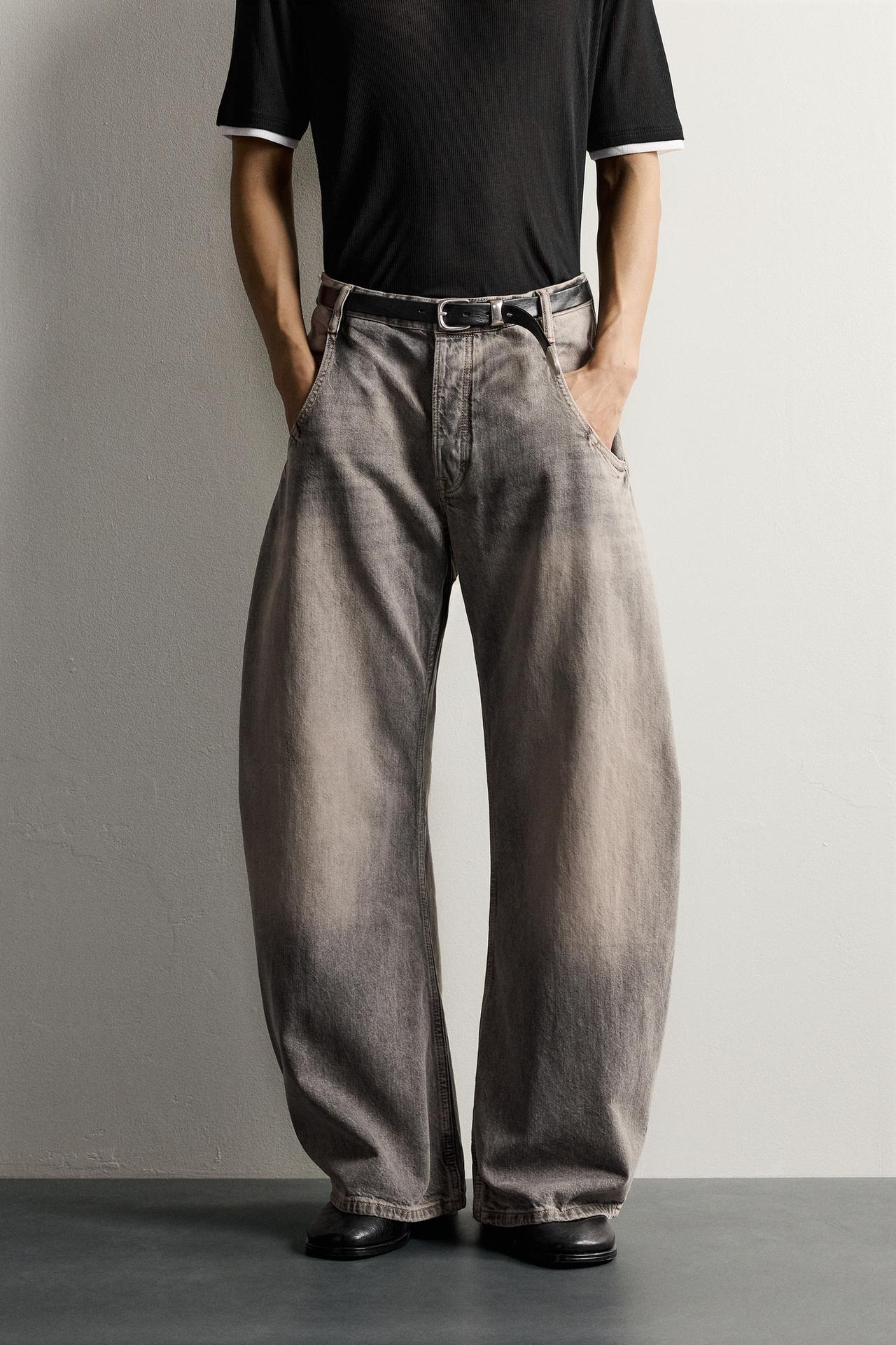 LOOSE BARREL FIT JEANS — Gray