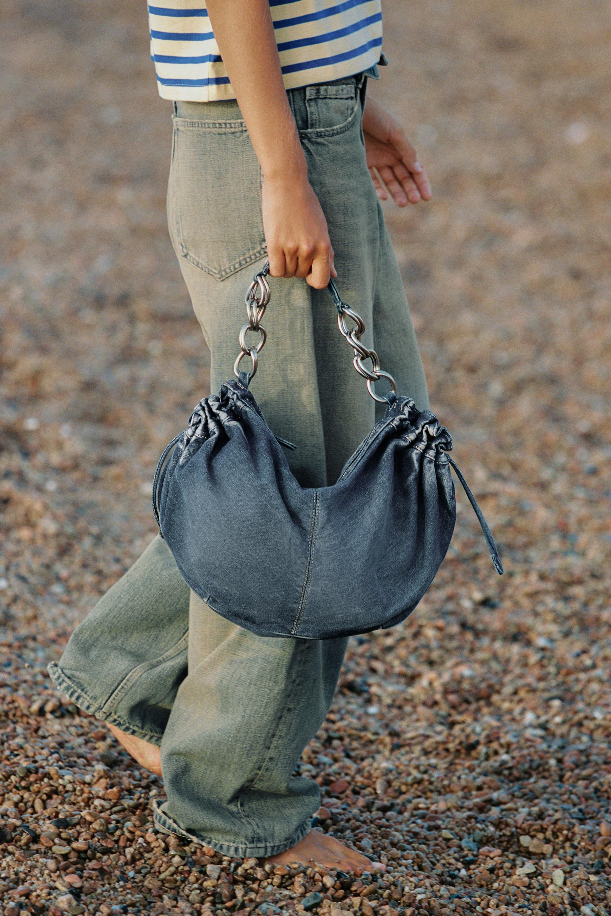 DENIM SHOULDER BAG — Denim Blue