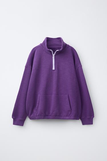 EINFARBIGES SWEATSHIRT MIT REISSVERSCHLUSS - Violett von Zara