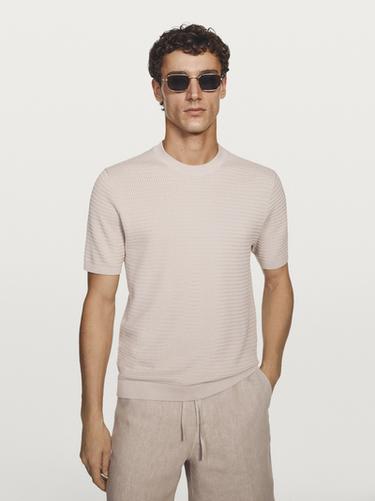 Zara Textured knit short sleeve T-shirt - Ice