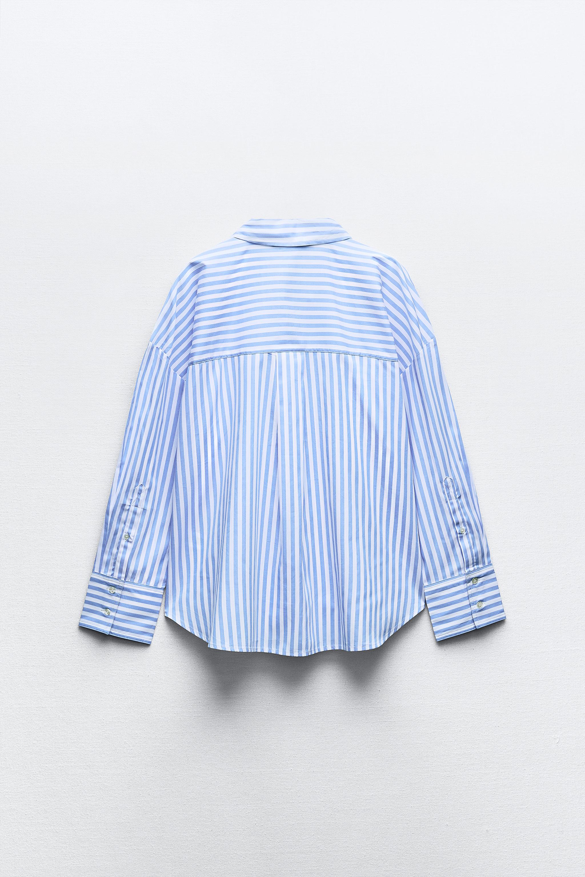 ストライプポプリンシャツ - ブルー | ZARA Japan / 日本