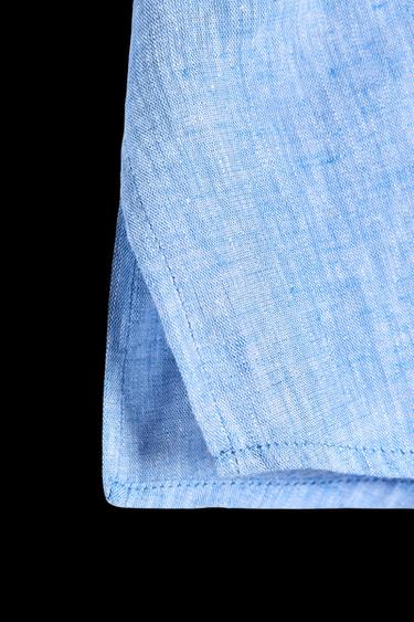 SAFARI-HEMD MIT LEINEN - Blau von Zara