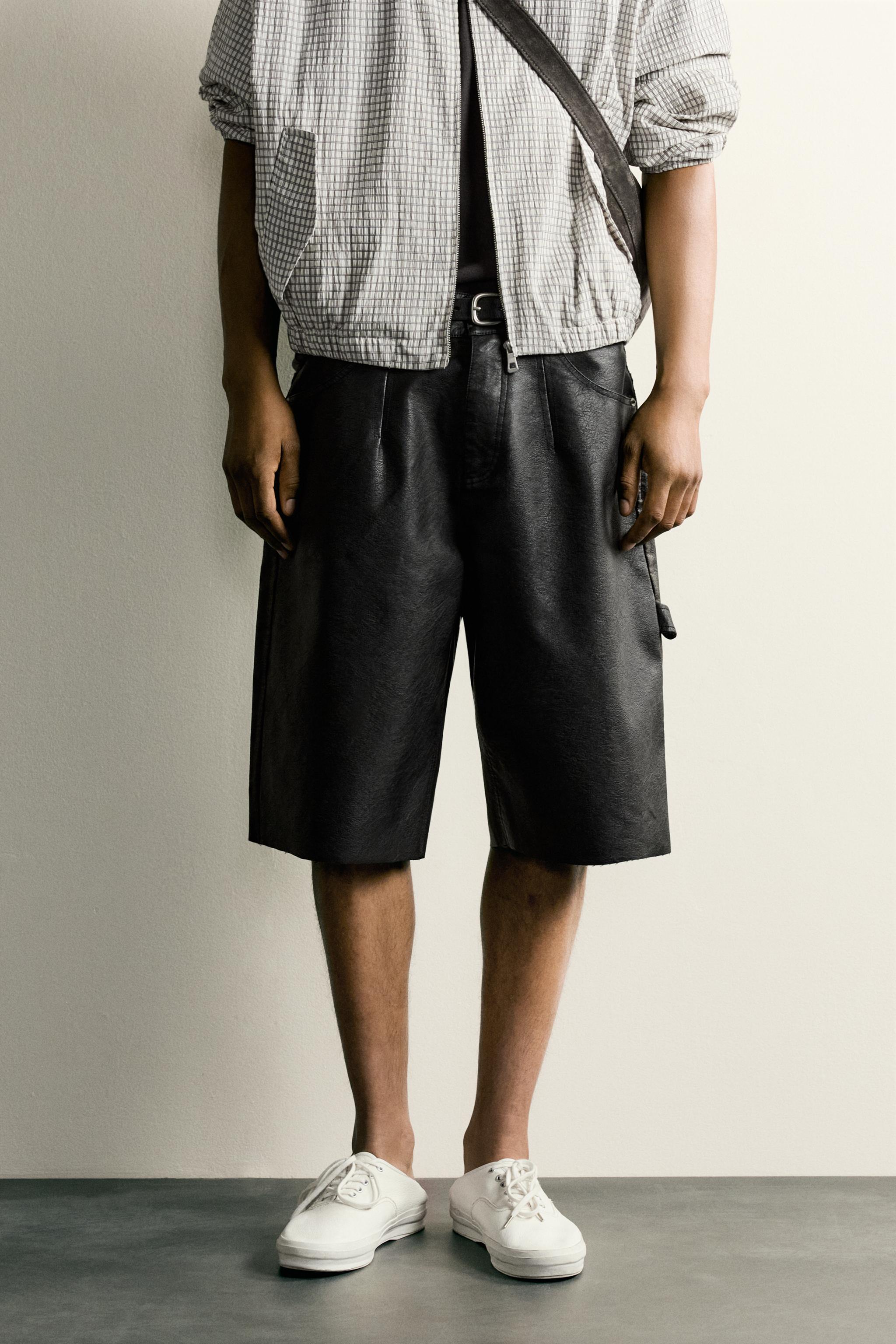 FAUX LEATHER RELAXED FIT SHORTS