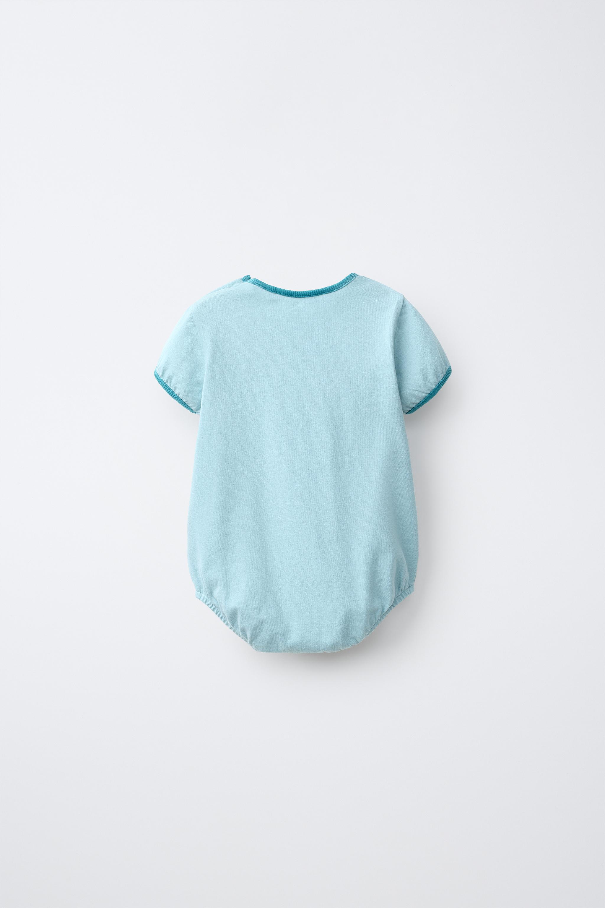 CONTRAST BODYSUIT — Faded blue