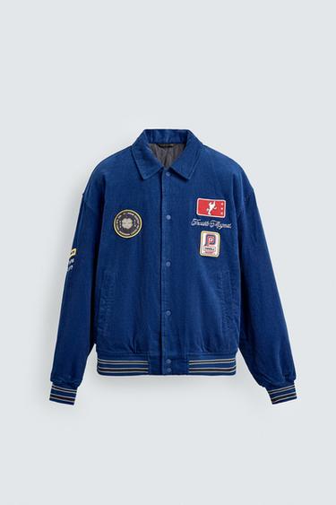 CORDUROY JACKET WITH EMBROIDERED PATCHES - Bluish by Zara