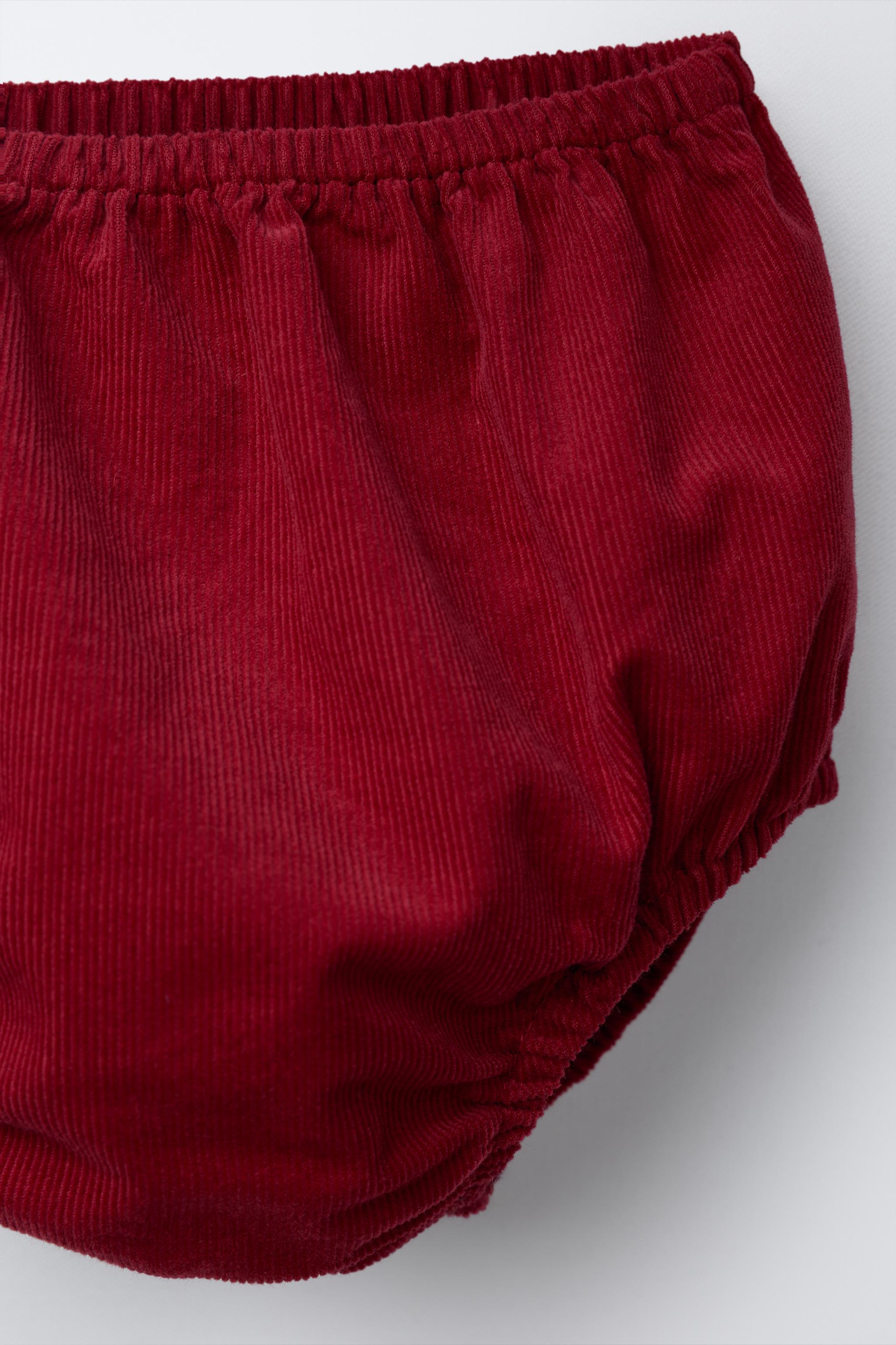 CORDUROY DRESS AND PANTY WITH EMBROIDERED HEARTS