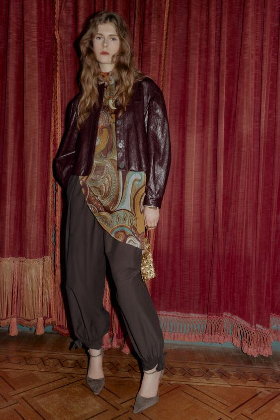 BLOUSON BOMBER BOUFFANT MATIÈRE SYNTHÉTIQUE