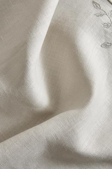 LINEN PLANT EMBROIDERY PLACEMAT - Bluish by Zara - Image 3