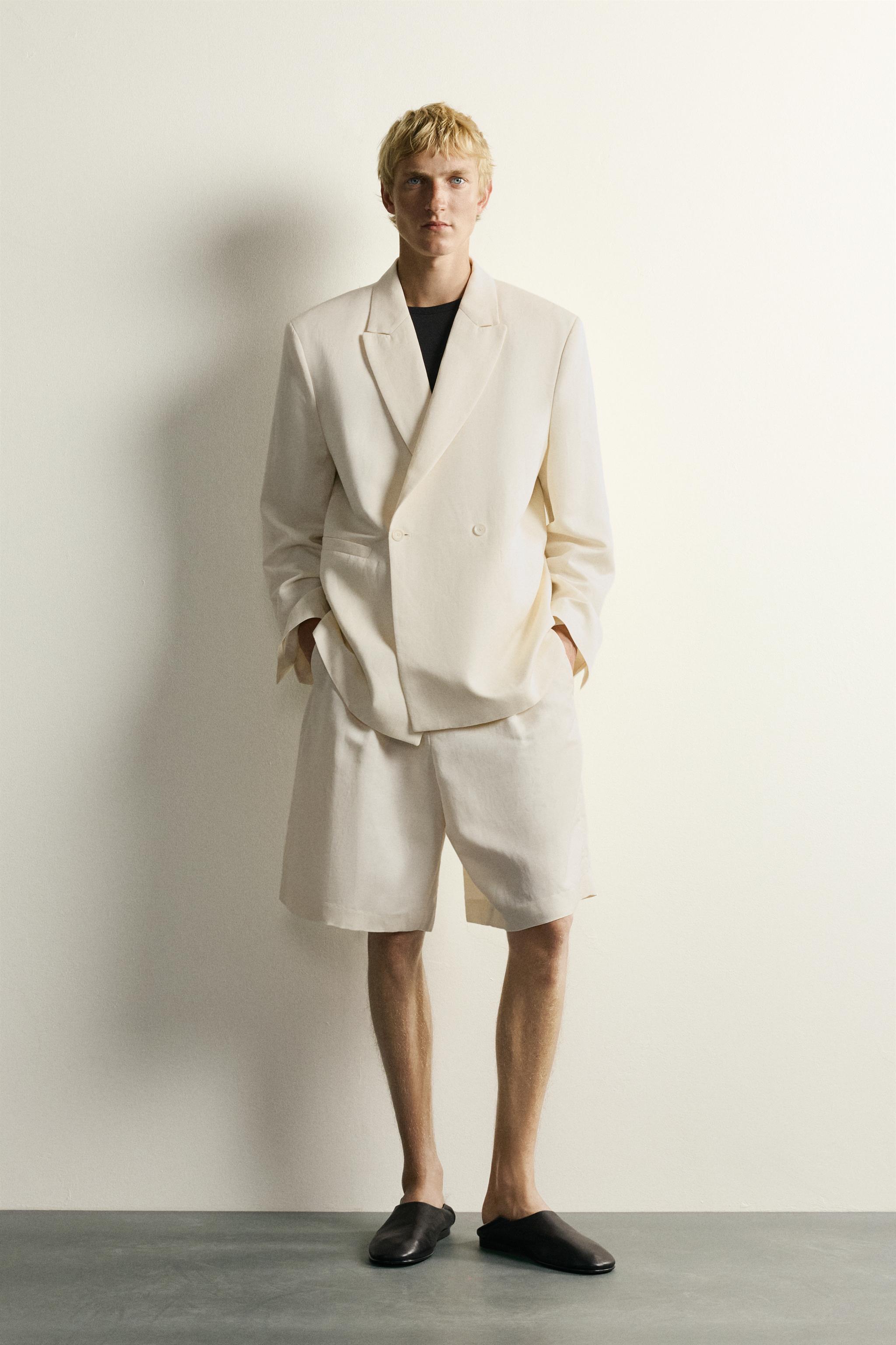 VISCOSE - LINEN DOUBLE-BREASTED BLAZER