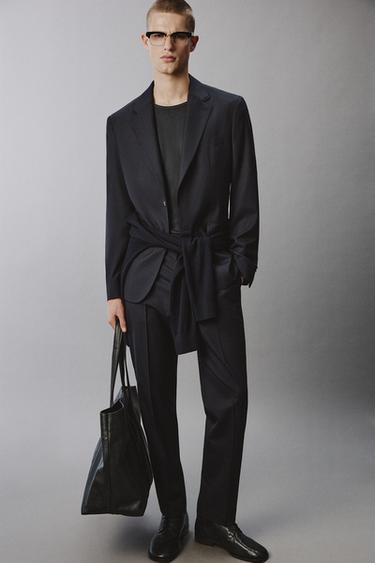 100% WOOL SUIT TROUSERS - Navy blue by Zara - Image 4