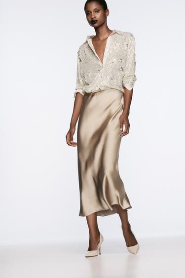 Jupe Longue En Satin Rose Zara Taille 8 - Ligne A, Légère Et Parfaite Pour L'été