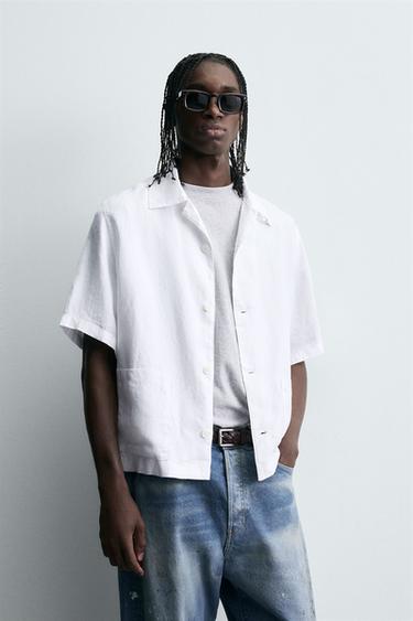 KOSZULA 100% KONOPI O LUŹNYM KROJU - Biały Zara