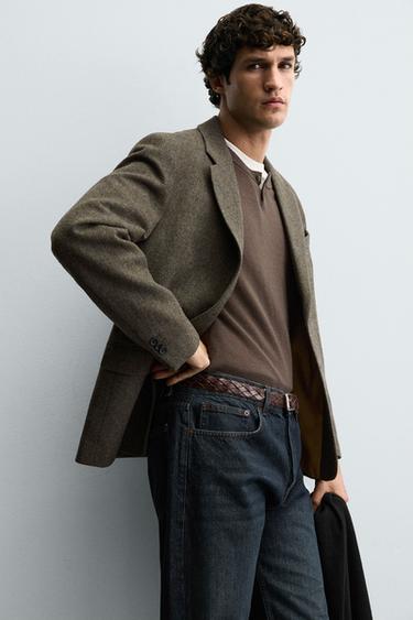 100% WOOL TEXTURED BLAZER - Multicoloured by Zara - Image 5