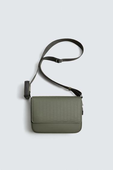 RUBBERISED TEXTURED CROSSBODY BAG - Khaki Green by Zara - Image 0
