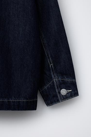 DENIM JACKET WITH LABEL - Navy blue by Zara - Image 3