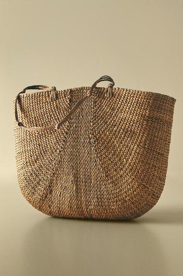 WOVEN TOTE BAG WITH KNOTS - Light beige by Zara - Image 4