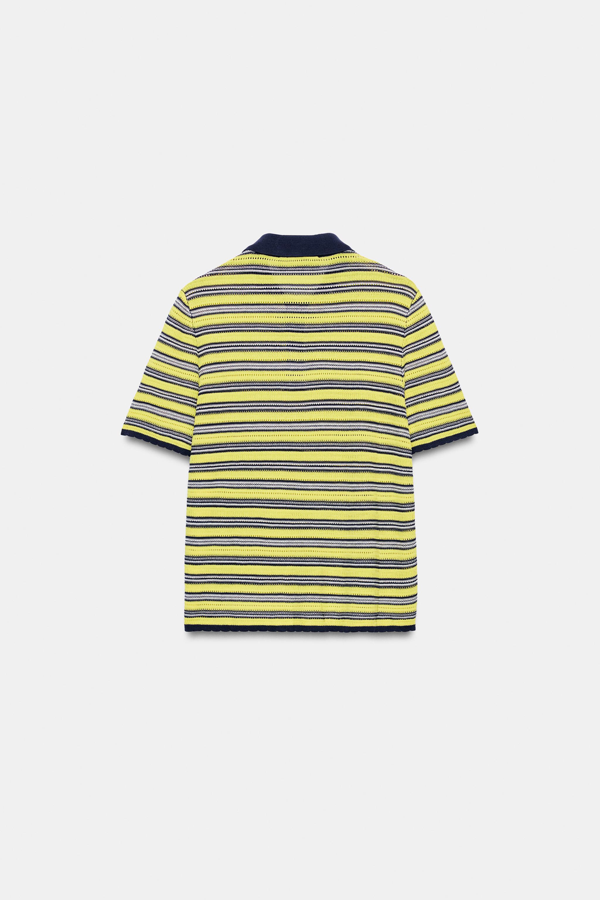 Zara ÇİZGİLİ TRİKO POLO T-SHIRT görsel 3