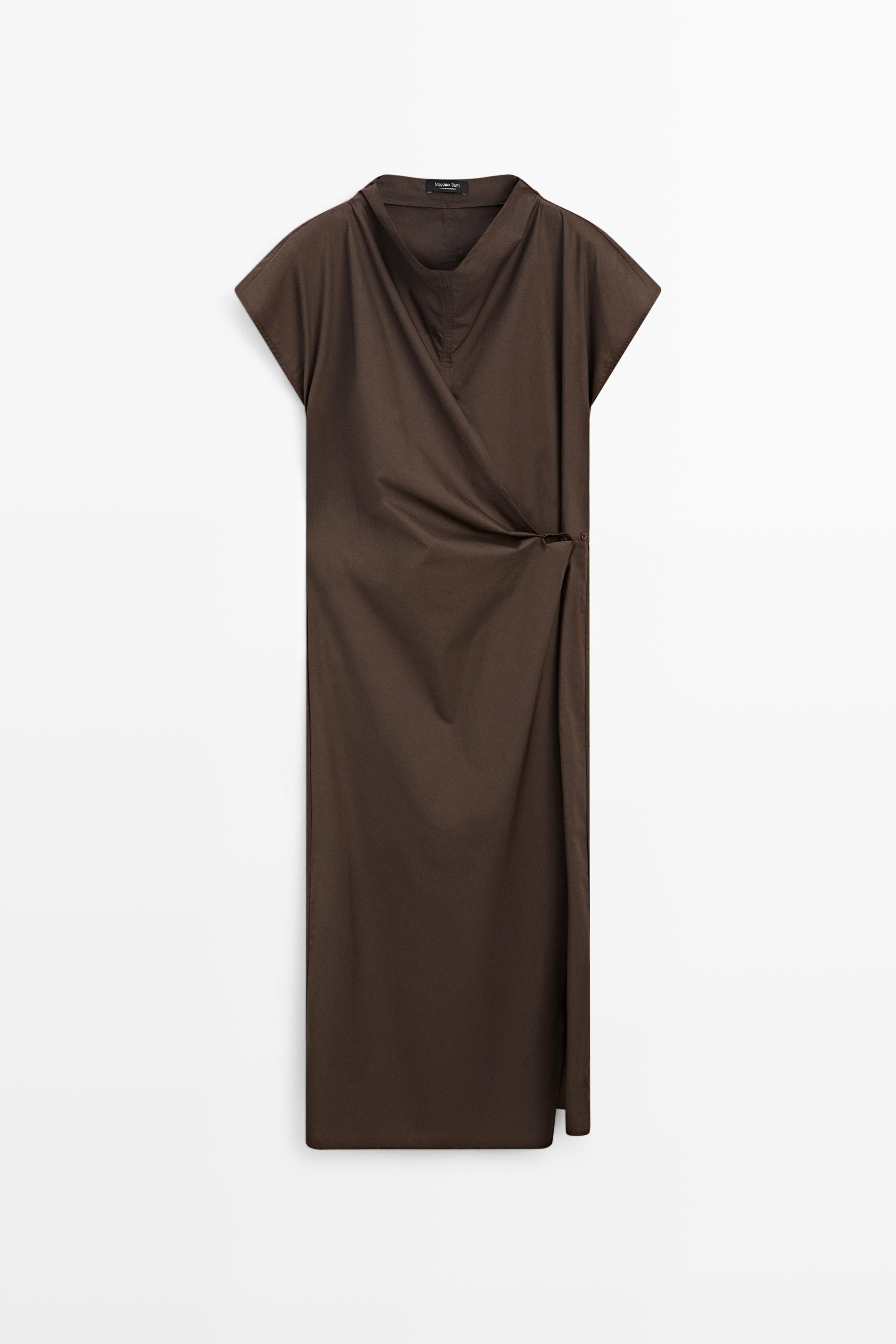 100% cotton poplin draped dress