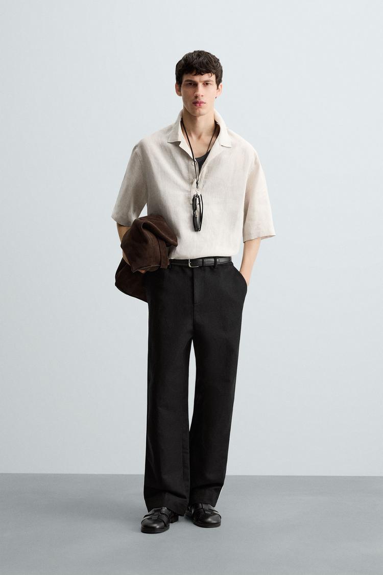 CAMISA POLO 100% LINO Beige claro ZARA Mexico