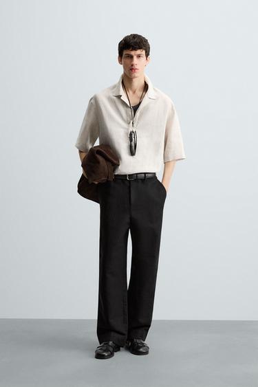 CAMISA POLO 100% LINO - Beige claro de Zara