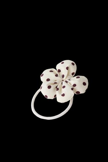 Zara TWO-PACK OF POLKA DOT FLOWER HAIR TIES - Brown
