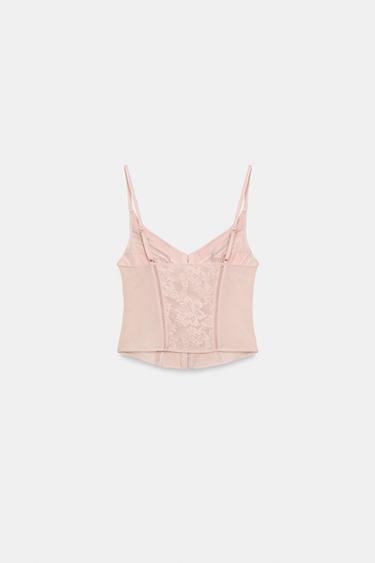 CONTRAST CORSET WITH STRAPS - Beige-pink by Zara - Image 7