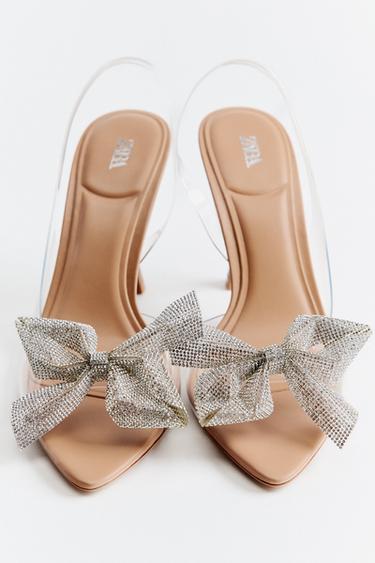 SANDALIA  TACÓN VINILO LAZO - Beige claro de Zara