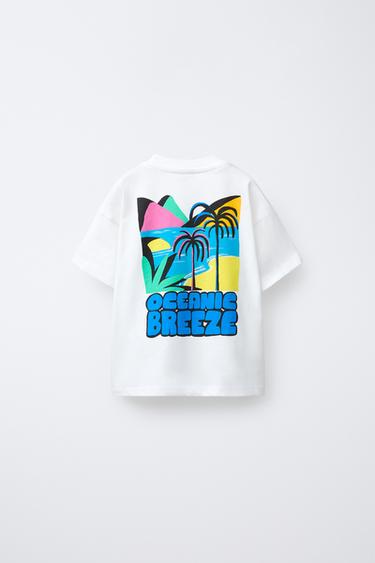 T-SHIRT IMPRIMÉ PALMIERS - Blanc de Zara - Image 1