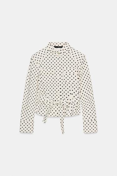 Zara POLKA DOT SHIRT JACKET - Black / White - Image 0