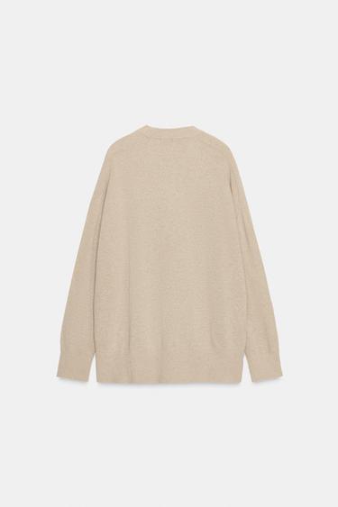 100% WOOL OVERSIZE JUMPER - Beige by Zara - Image 6