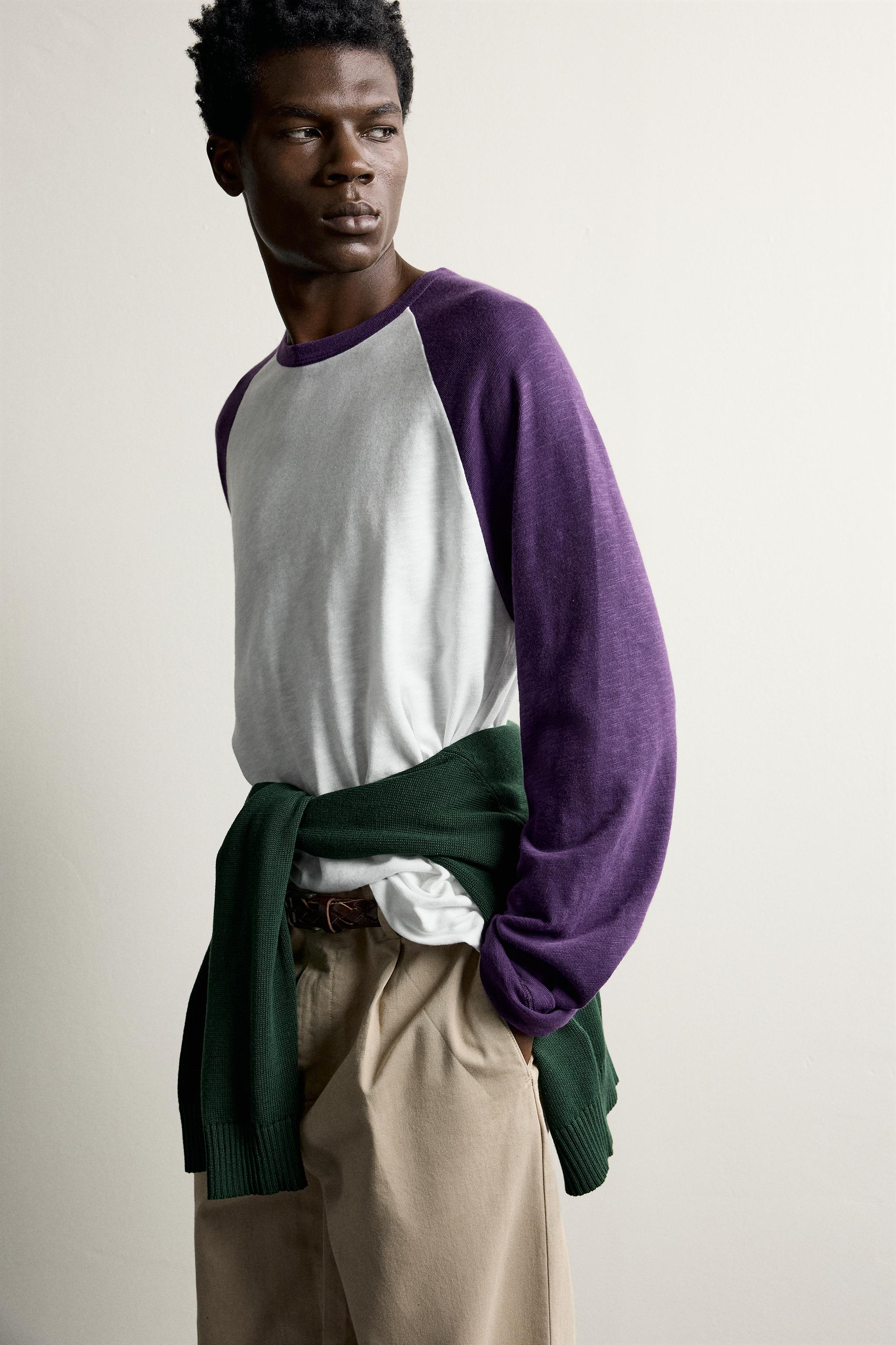 Мужские футболки Zara REGULAR FIT RAGLAN T-SHIRT — фото 6
