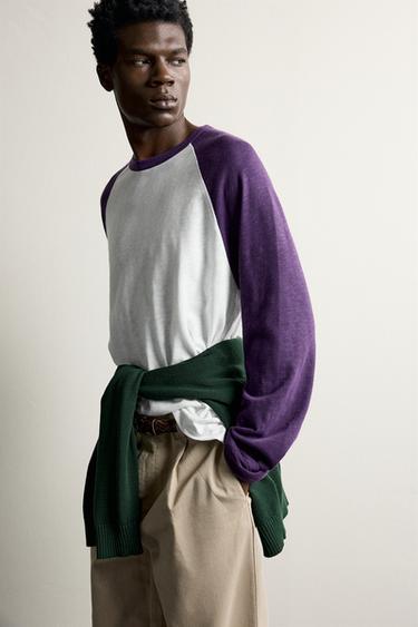 BLUZË REGULAR FIT COLOR BLOCK - Vjollcë nga Zara