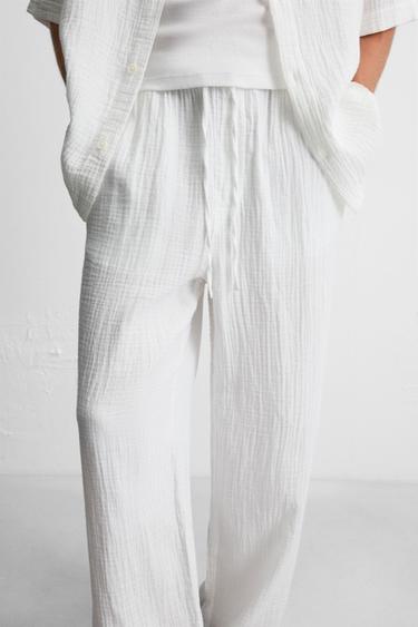 PANTALON EFFET FROISSÉ - Blanc de Zara - Image 4