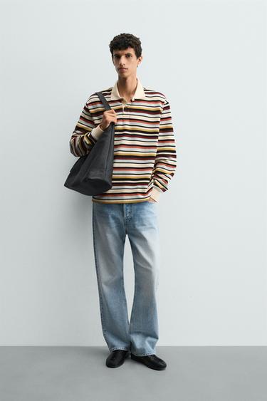POLO COM ESTRUTURA LISTRADA - Verde-água da Zara - Imagem 0