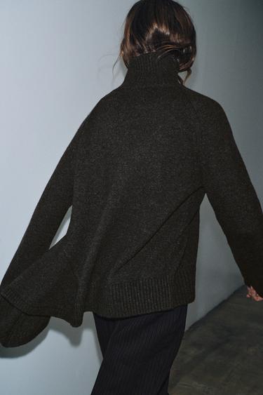 WOOL JUMPER WITH ASYMMETRIC HEM - Dark grey by Zara - Image 2