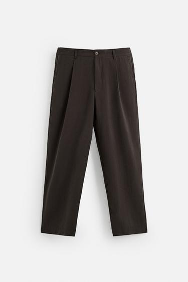 FLOWING PLEATED TROUSERS - Chocolate by Zara