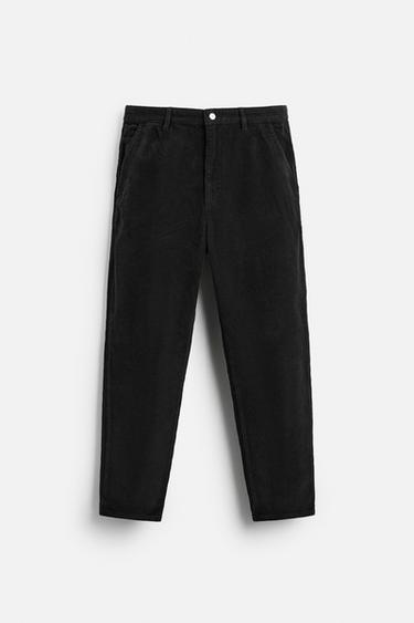 CARROT FIT CORDUROY TROUSERS - Black by Zara