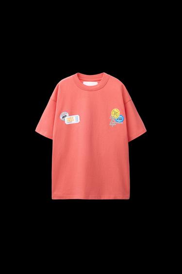 Zara PATCH T-SHIRT - Red - Image 0